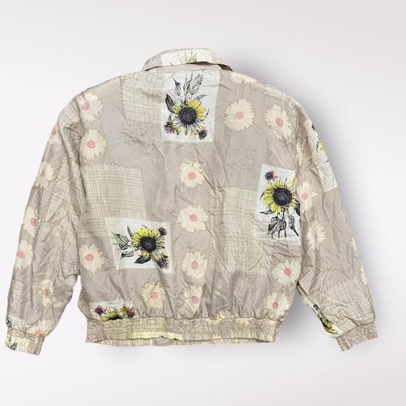 Details Sportswear Vintage Silk Sunflower Bomber Jacket Womens Size‎ Small - Picture 6 of 11